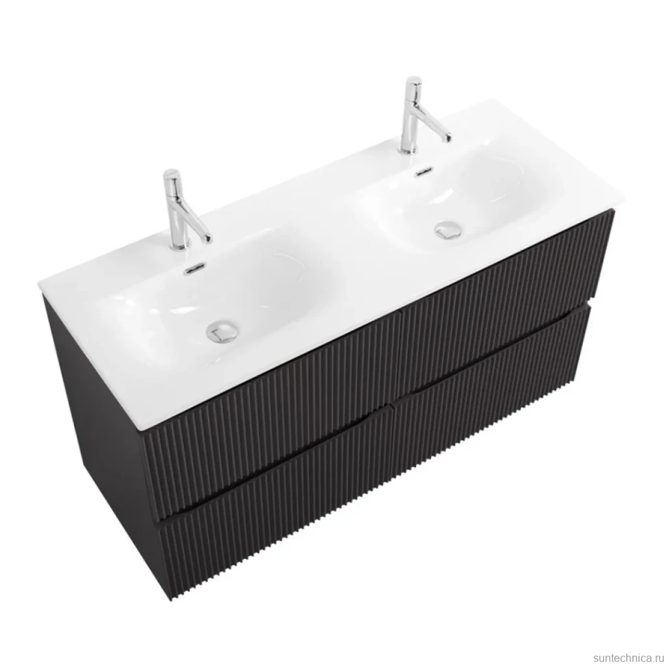 Тумба с раковиной BelBagno Uno 120 подвесная, 4 ящика, матовая темно-серая