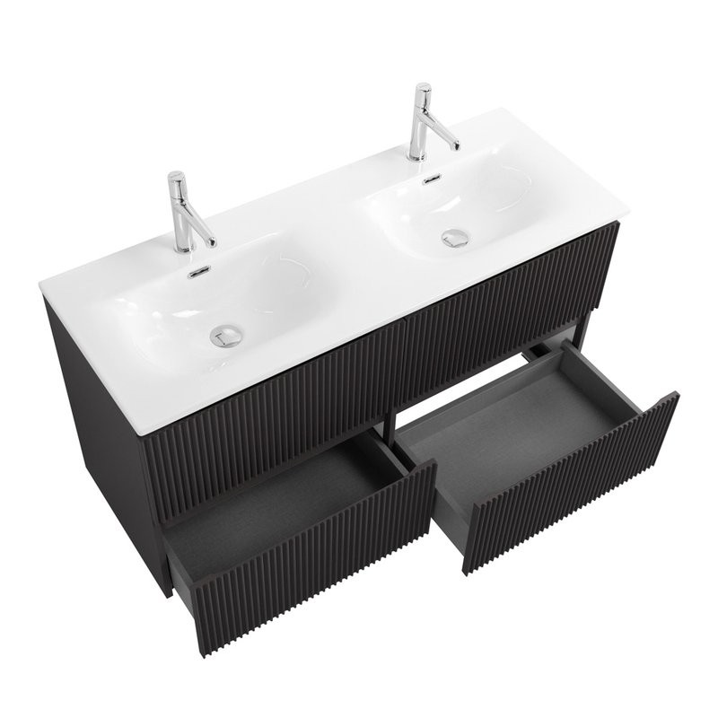 Тумба с раковиной BelBagno Uno 120 подвесная, 4 ящика, матовая темно-серая