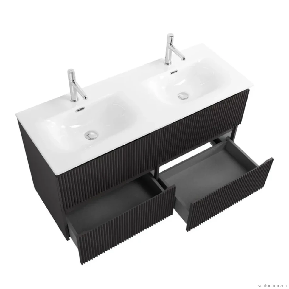 Тумба с раковиной BelBagno Uno 120 подвесная, 4 ящика, матовая темно-серая
