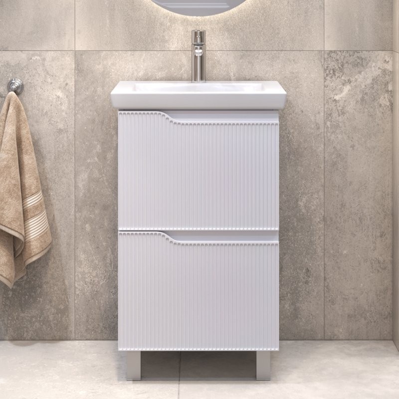 Тумба с раковиной Vigo Neo 50 напольная, 2 ящика, матовая белая