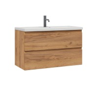 Тумба под раковину без столешницы SanStar Riana 100 подвесная, дуб крафт золотой