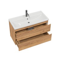 Тумба под раковину без столешницы SanStar Riana 100 подвесная, дуб крафт золотой