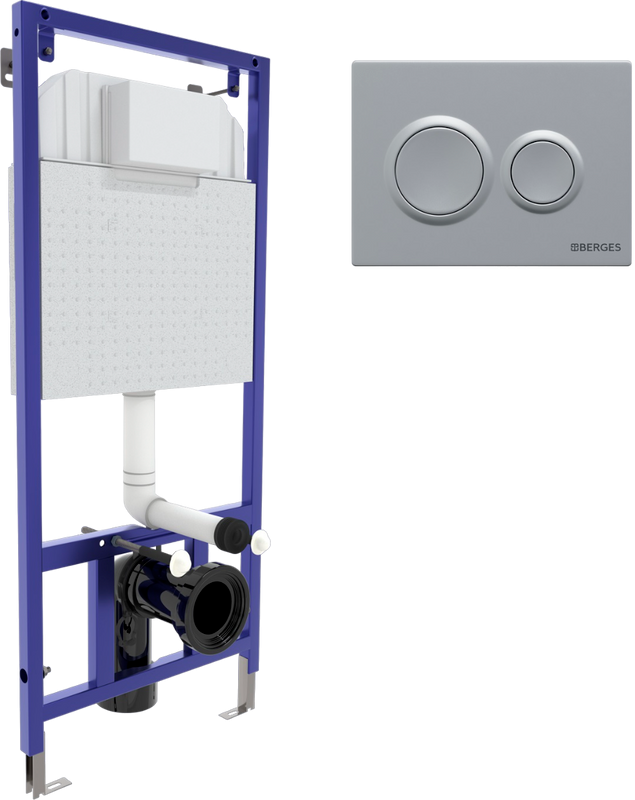 Система инсталляции для унитазов Berges Novum O2 с кнопкой смыва, матовый хром