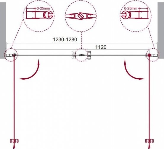 Душевая дверь в нишу BelBagno Etna B-2-130-C-Cr