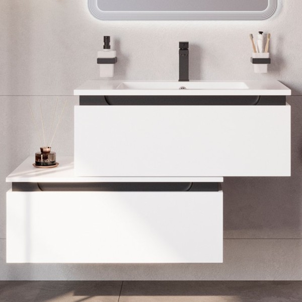 Тумба под раковину Cezares Slider 80 подвесная, 2 ящика, Bianco Opaco