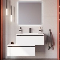 Тумба под раковину Cezares Slider 80 подвесная, 2 ящика, Bianco Opaco