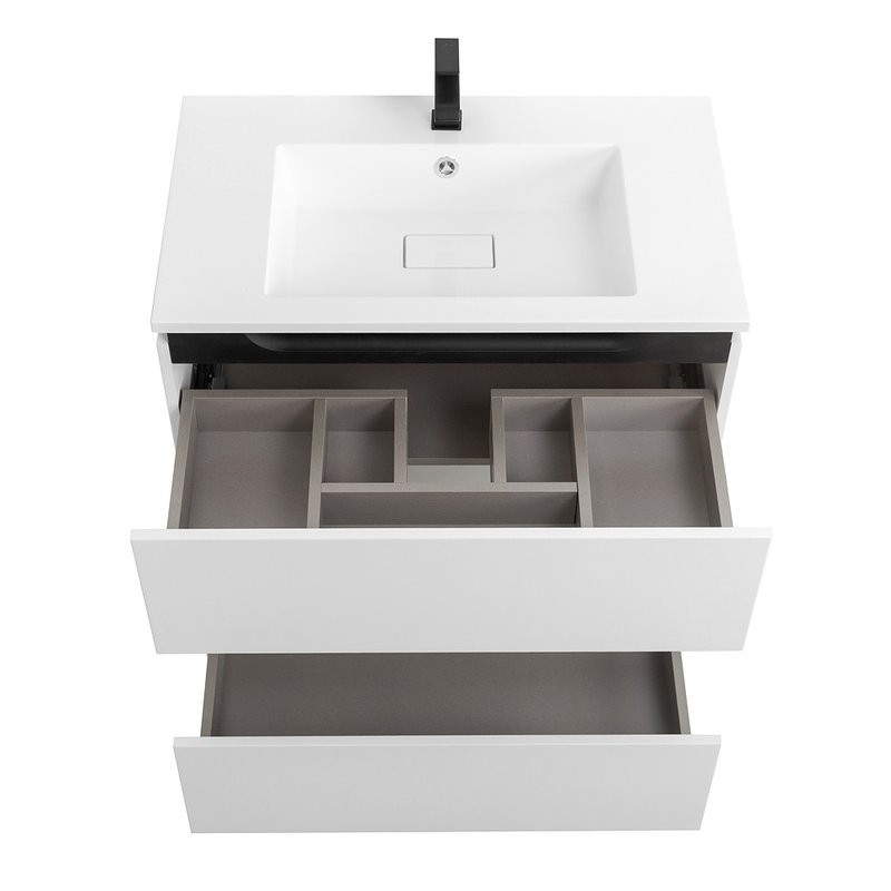 Тумба под раковину Cezares Slider 80 подвесная, 2 ящика, Bianco Opaco