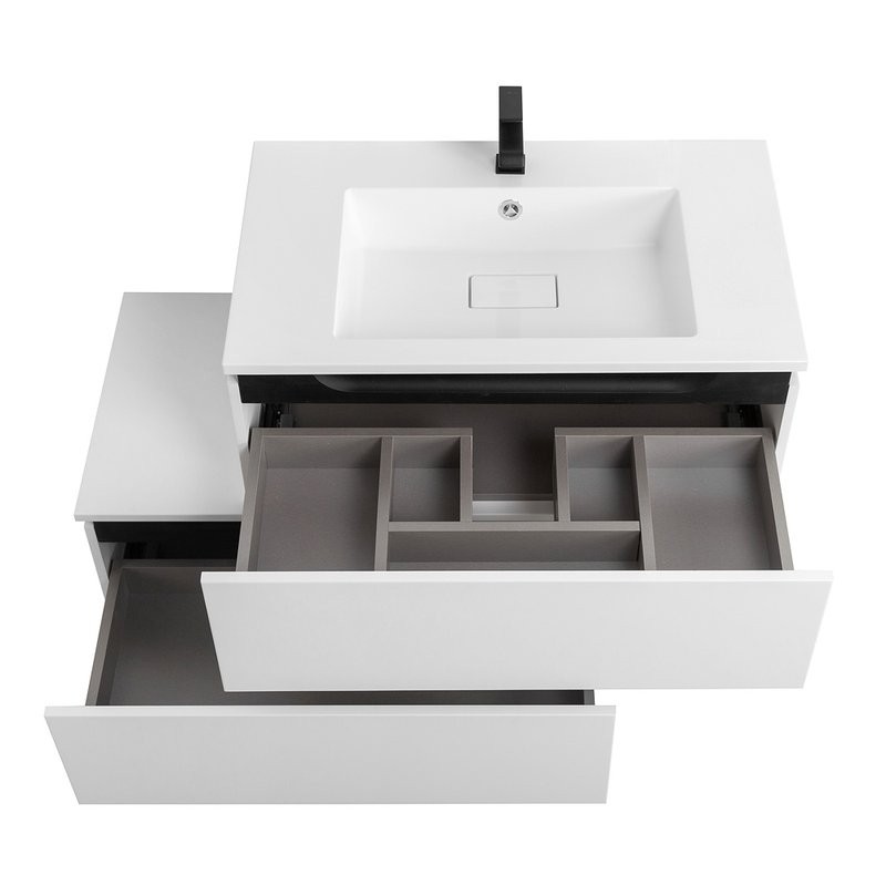 Тумба под раковину Cezares Slider 80 подвесная, 2 ящика, Bianco Opaco