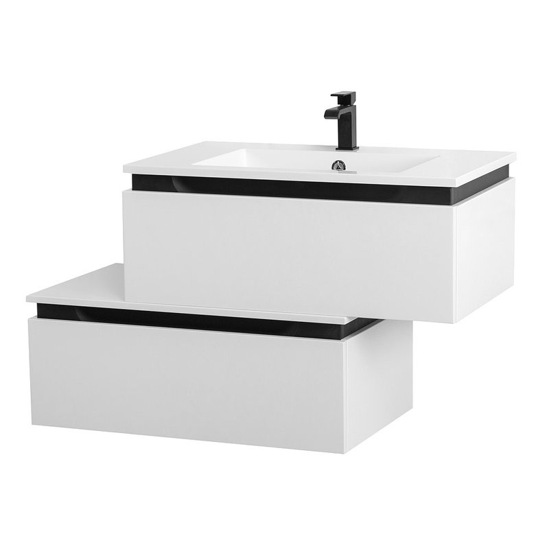Тумба под раковину Cezares Slider 80 подвесная, 2 ящика, Bianco Opaco