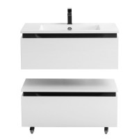 Тумба под раковину Cezares Slider 80 подвесная, 2 ящика, Bianco Opaco