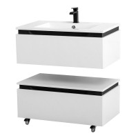 Тумба под раковину Cezares Slider 80 подвесная, 2 ящика, Bianco Opaco