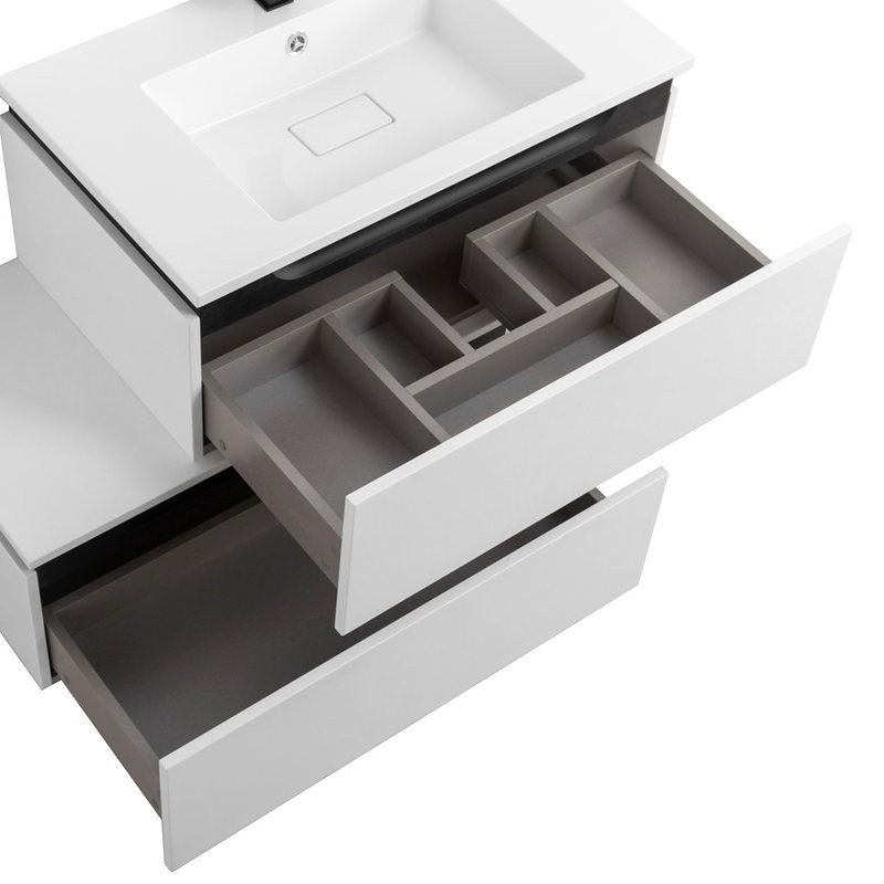 Тумба под раковину Cezares Slider 80 подвесная, 2 ящика, Bianco Opaco