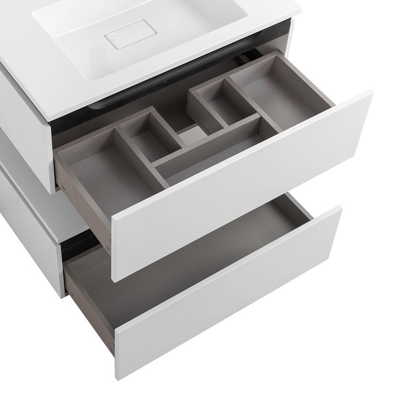 Тумба под раковину Cezares Slider 80 подвесная, 2 ящика, Bianco Opaco