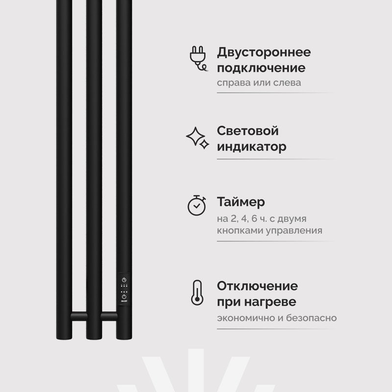 Полотенцесушитель электрический EWRIKA Пенелопа Х3 140 черный