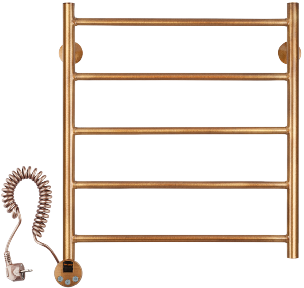 Полотенцесушитель электрический Secado Триада 1 плюс 75x55 см, подключение слева, бронза, лесенка, латунь