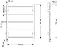 Полотенцесушитель электрический Secado Триада 1 плюс 75x55 см, подключение слева, бронза, лесенка, латунь