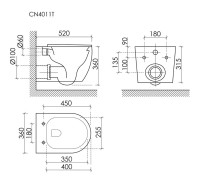 Унитаз подвесной Ceramicanova Noe, смыв торнадо 3.0, сиденье микролифт, белый, CN4011T