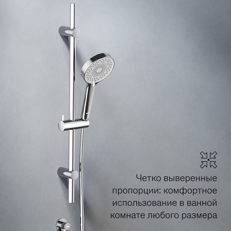 Душевая система с тропическим душем Damixa Apollo 947530000 хром, скрытого монтажа, смеситель для 2 потребителей, верхний душ, штанга, встраиваемый душевой комплект, гарантия 10 лет, Дания