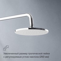 Душевая система с тропическим душем Damixa Apollo 947530000 хром, скрытого монтажа, смеситель для 2 потребителей, верхний душ, штанга, встраиваемый душевой комплект, гарантия 10 лет, Дания