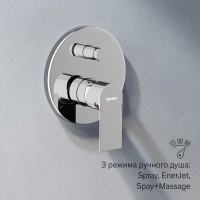 Душевая система с тропическим душем Damixa Apollo 947530000 хром, скрытого монтажа, смеситель для 2 потребителей, верхний душ, штанга, встраиваемый душевой комплект, гарантия 10 лет, Дания