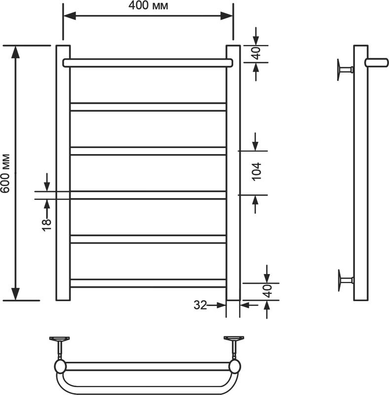 Полотенцесушитель водяной Comfysan Capri W-6 60х40 60x45 см, матовый белый, лесенка
