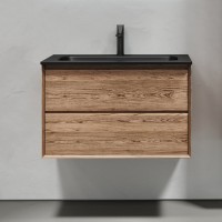 Мебель для ванной комнаты Sancos Marmi 2.0 80 черная раковина, дуб чарльстон