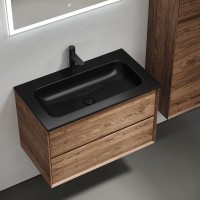 Мебель для ванной комнаты Sancos Marmi 2.0 80 черная раковина, дуб чарльстон