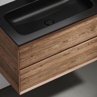 Мебель для ванной комнаты Sancos Marmi 2.0 80 черная раковина, дуб чарльстон