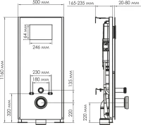 Система инсталляции для унитазов Wasserkraft Abens 20TLT.010.ME.BL.MB02 с кнопкой смыва матовой черной