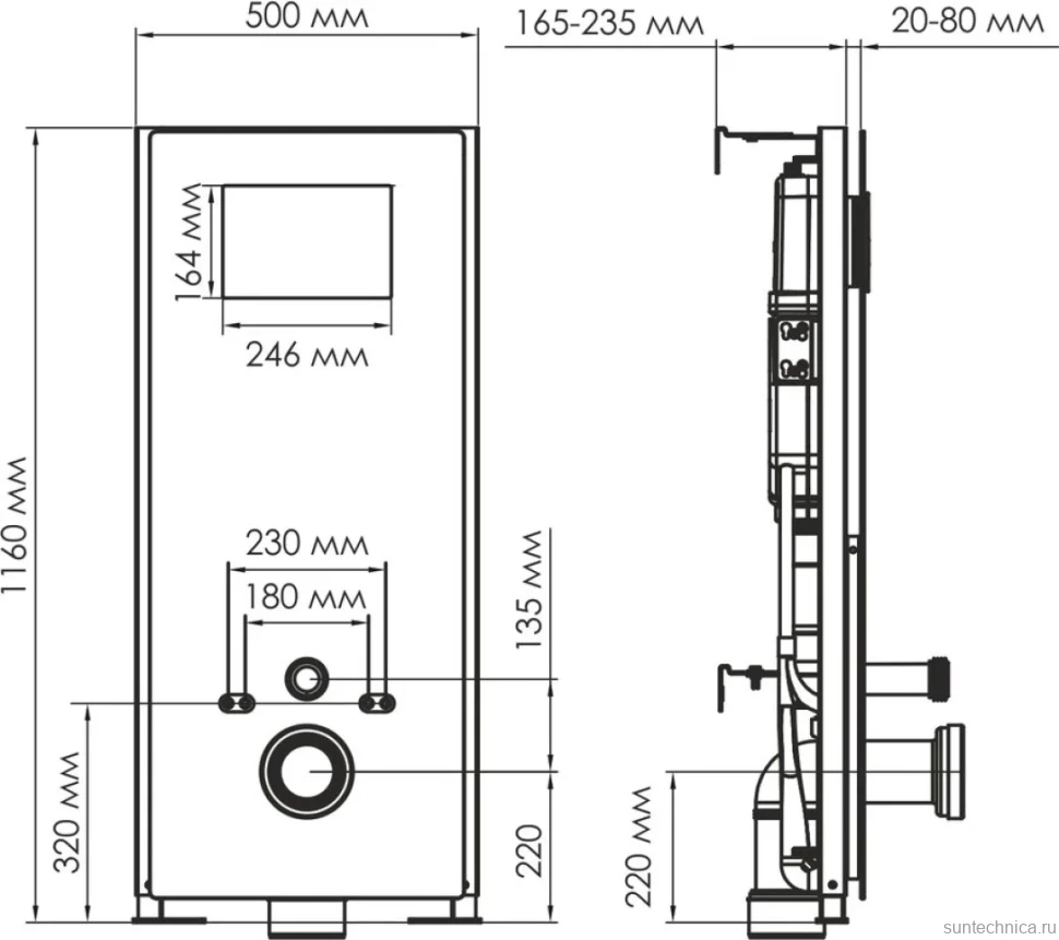Система инсталляции для унитазов Wasserkraft Abens 20TLT.010.ME.BL.MB02 с кнопкой смыва матовой черной