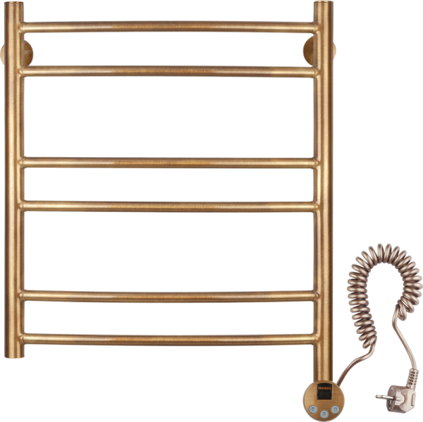 Полотенцесушитель электрический Secado Милан 2 75x55 см, подключение справа, бронза, лесенка, латунь