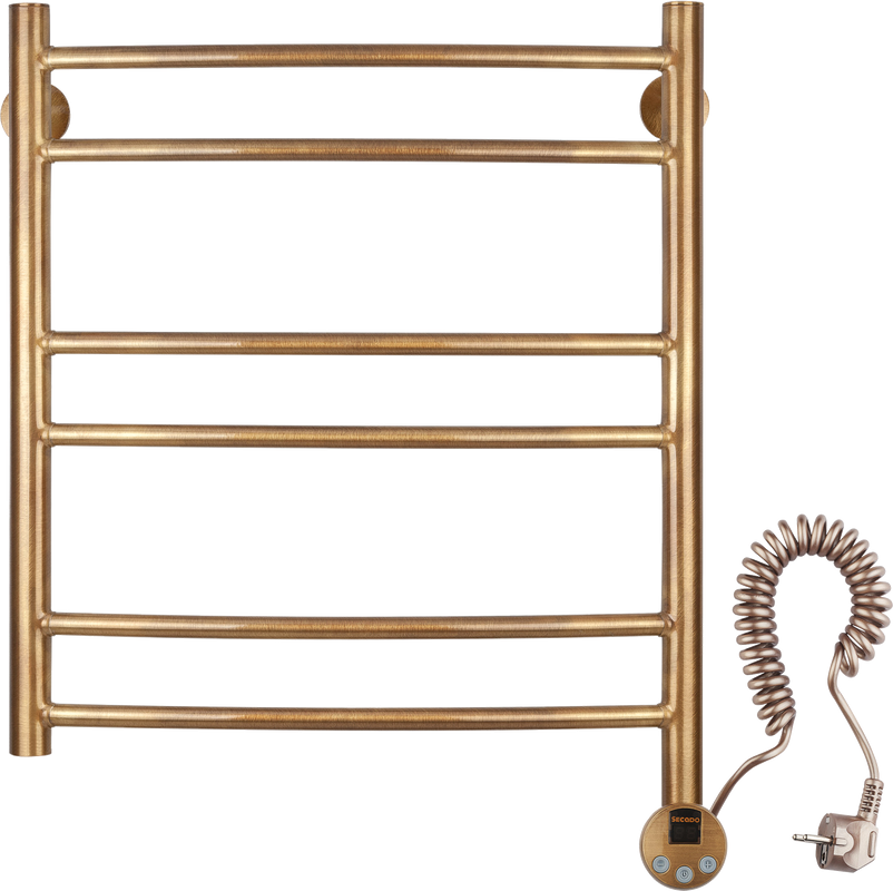 Полотенцесушитель электрический Secado Милан 2 75x55 см, подключение справа, бронза, лесенка, латунь