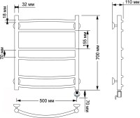 Полотенцесушитель электрический Secado Милан 2 75x55 см, подключение справа, бронза, лесенка, латунь