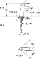 Смеситель для раковины Grohe Eurodisc Cosmopolitan 23449002 Смеситель для раковины Grohe Eurodisc Cosmopolitan 23449002