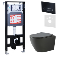 Комплект Унитаз подвесной Esbano Amapola ESUPAMAPGM матовый серый + Инсталляция Fram + Кнопка ESINOVL17MB