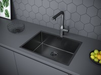 Мойка кухонная Paulmark Next PM215844-GM вороненая сталь