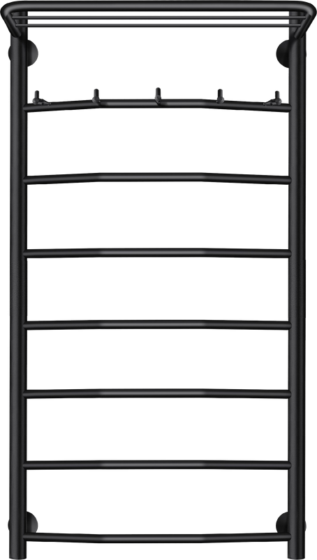 Полотенцесушитель водяной Secado Милан 1 КСП 100x55 см, матовый черный, лесенка, с полкой