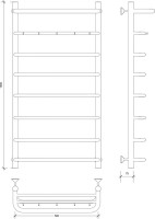 Полотенцесушитель водяной Secado Милан 1 КСП 100x55 см, матовый черный, лесенка, с полкой