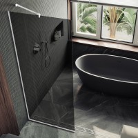 Душевая перегородка Maybahglass MGD-1355-1у 99 см, профиль белый, стекло графит