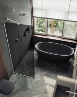 Душевая перегородка Maybahglass MGD-1355-1у 99 см, профиль белый, стекло графит