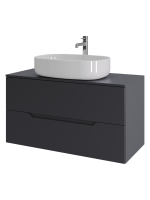 Тумба с раковиной Orange Line 100 подвесная, 2 ящика, матовый графит с раковиной B08-600W