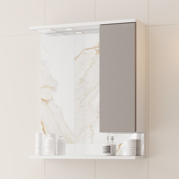 Зеркало Onika Марви 60 с подсветкой, правое, мокко