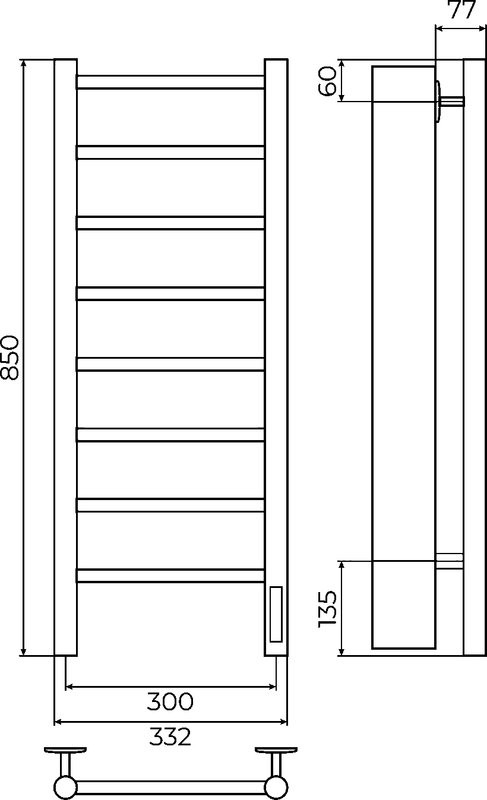 Полотенцесушитель электрический Terminus Аврора П8 300х850