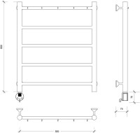 Полотенцесушитель электрический Secado Триада 1 К 60x50 см, подключение слева, матовый черный, лесенка