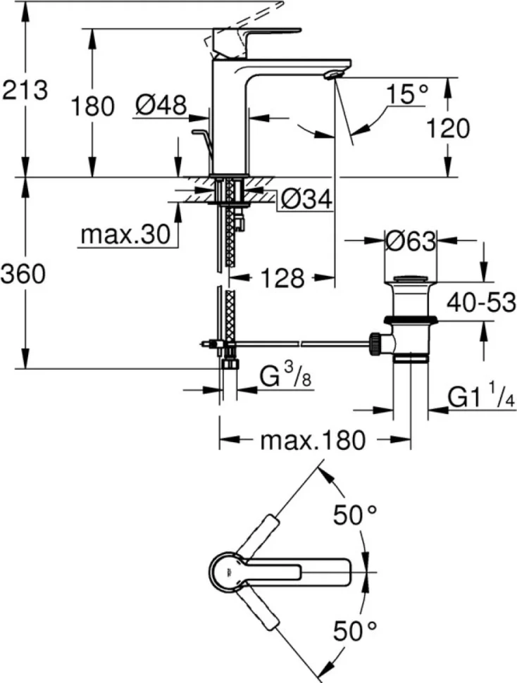 Смеситель для раковины Grohe Lineare New 32114001