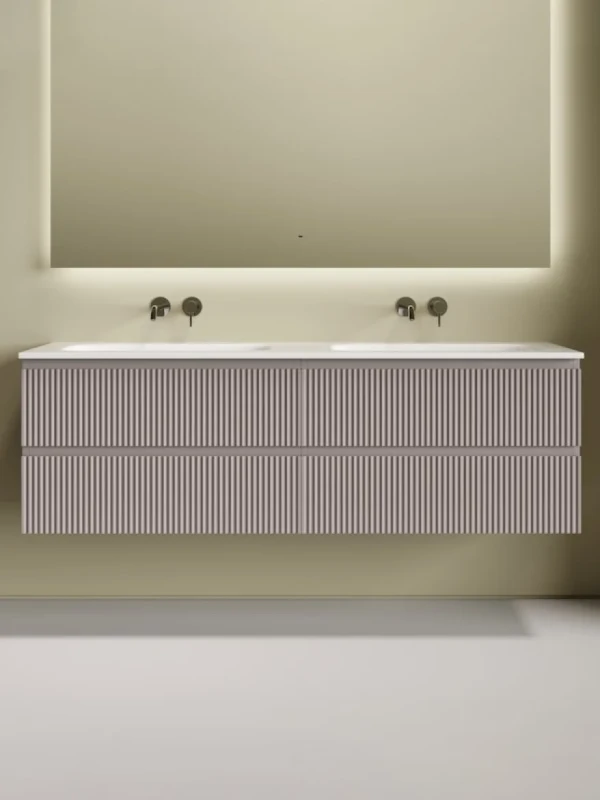 Тумба с раковиной Sancos Snob R 80 doha soft, 2 шт, раковина Ceramicanova Grace с двумя чашами, без отверстий под смеситель CN7023wx