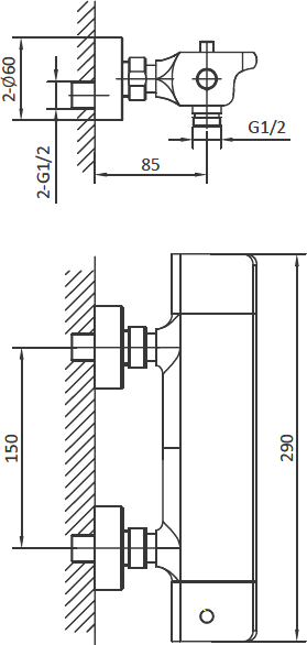Термостатический смеситель AltroBagno Lamberto 030501 Cr для душа, хром
