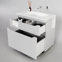Тумба под раковину Style Line Марелла 90 напольная, антискрейтч, белый глянец
