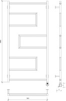 Полотенцесушитель электрический Secado Рабби 100х50 100x55 см, подключение справа, черный матовый, лесенка