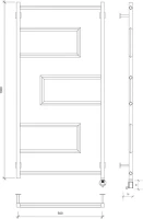 Полотенцесушитель электрический Secado Рабби 100х50 100x55 см, подключение справа, черный матовый, лесенка